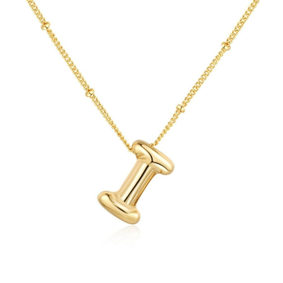 SUONIE Gold Bubble Letter Necklace for Women,14k Gold Plated Balloon Initial Letter Pendant Necklace Dainty Charm Initial Necklaces for Women Trendy Necklace Gold Jewelry for Women