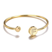 SUONIE Gold Initial Bracelets for Women Girls,14K Gold Plated Gold Cuff Bangle Bracelets for Women Teen Girls, Dainty Gold Initial Bracelets for Bridesmaids Bracelets Gifts