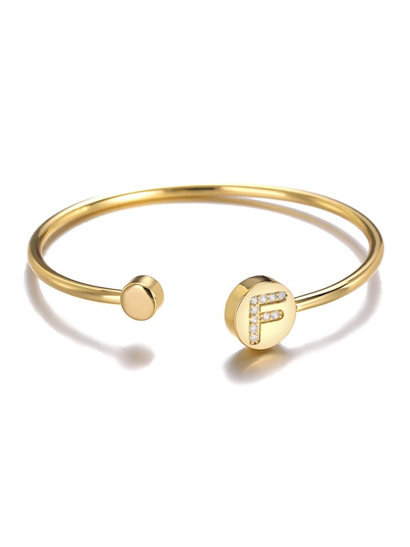 Gold Initial Bracelets for Women Girls,14K Gold Plated Gold Cuff Bangle Bracelets for Women Teen Girls, Dainty Gold Initial Bracelets for Bridesmaids Bracelets Gifts