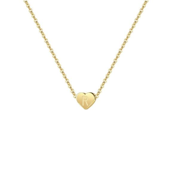 SUONIE Mothers Day Gifts for Mom Wife Women 18K Gold Plated Heart Pendant Letter Alphabet Necklace Tiny Initial Necklaces Heart Initial Necklace Gifts for Women