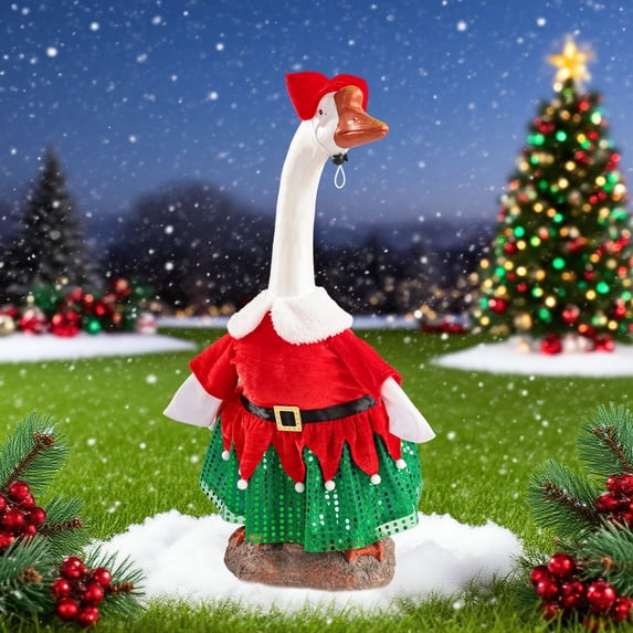 SUORE Christmas Goose Clothes, 23 Inch Goose Outfits for Cement and Plastic Goose, Porch Goose Costume for Outdoor Patio Yard Lawn Statue Xmas Santa Holiday Decor, Outdoor Christmas Decorations