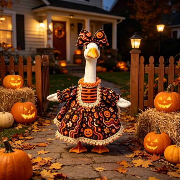 SUORE Halloween Porch Goose Outfit 23 Inch Porch Goose Clothes for Holiday , Dress Hat, Thanksgiving Goose Outfit, Christmas Goose Clothes, Holiday Costume for Lawn Geese Status
