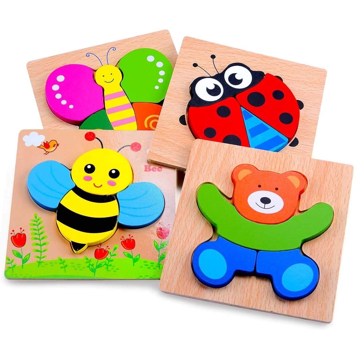 Suorfoxs Wooden Animal Puzzles for Toddlers, Montessori Toy for Toddlers 1-3, Learning Toys for 1 2 3 Year Old Boys Girls