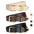 thumbnail image 1 of SUOSDEY 3 Pack Women's Leather Belts for Jeans Dress Pants Fashion Ladies Leather Belts with Gold Buckle, 1 of 7