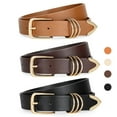 thumbnail image 1 of SUOSDEY 3 Pack Women's Leather Belts for Jeans Dress Pants Fashion Ladies Leather Belts with Gold Buckle, 1 of 7