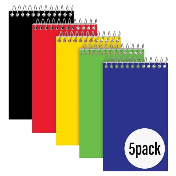 SUOSDEY 5Pack Memo Pocket Notebooks Spiral Notepad Daily Records Book - 3"x5", 75 Sheets