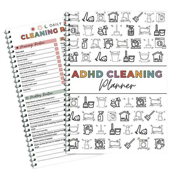 SUOSDEY Cleaning Planner Schedule Checklist Notebook, ADHD Daily Weekly Monthly Household Cleaning Organizer Tool Kit