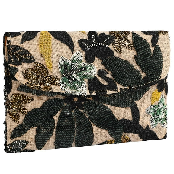 SUOSDEY Clutch Purses Wallet for Women Embroidery Floral Sequin Evening Bag for Wedding Party Christmas Gifts