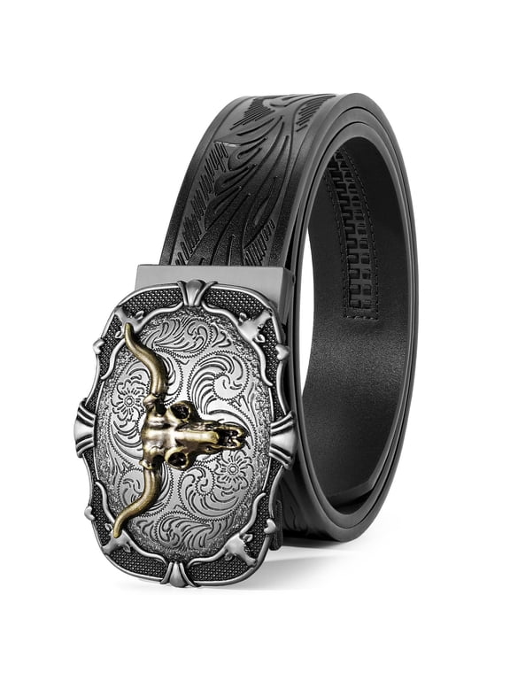 Cowboy Ratchet Belt Western Leather Belts for Men with Automatic Cowboy Buckle