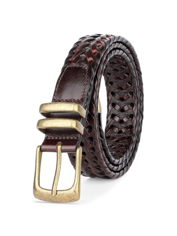 Earnda Men's Genuine Leather Braided Belt – Fashion Woven Strap With Classic Buckle 4 thumbnail image