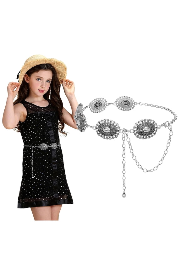 Girls Chain Belts Kids Western Metal Chain Belt for Dress Skirts