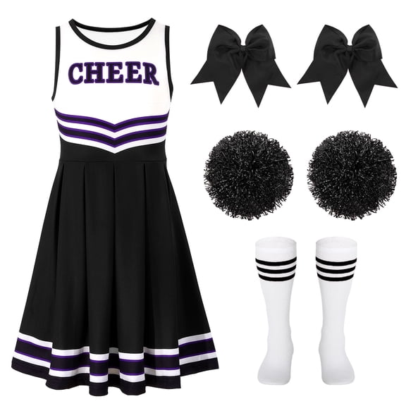SUOSDEY Girls Cheerleader Costume Outfit Set,Kids Sleeveless Cheerleading Uniform for Party Birthday Halloween