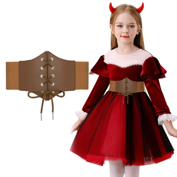 SUOSDEY Girls Corset Belt,Lace-up Kids Elastic Wide Belt for Dresses