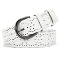 thumbnail image 1 of SUOSDEY Hollow Flower Leather Belt for Women White Belt for Jeans Dresses Pants with Gift Box, 1 of 7