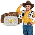 thumbnail image 1 of SUOSDEY Kid Western Leather Belts for Boys Girls,Toddler Youth Longhorn Bull Buckle Belt for Jeans Christmas Gifts, 1 of 7