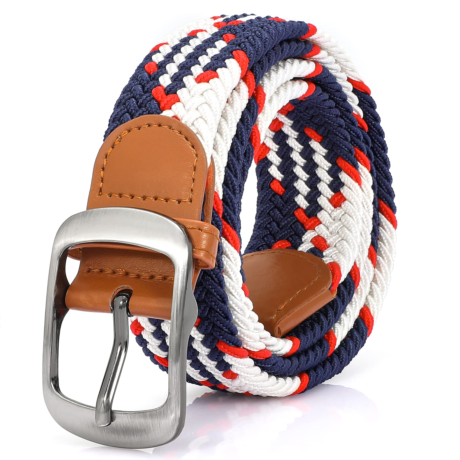 SUOSDEY Men Braided Elastic Belt,Woven Nylon Stretch Golf Belt for