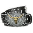 thumbnail image 1 of SUOSDEY Men Western Punk Rhinestone Belts for Women,Cowboy Cowgirls Rock Belt with Western Bull Buckle, 1 of 8