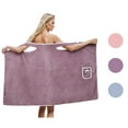 thumbnail image 1 of SUOSDEY Microfibe Women's Shower Robe Spa Bath Towel Wrap Velvet Sleepwear Absorbent Beach Bathrobes, 1 of 7