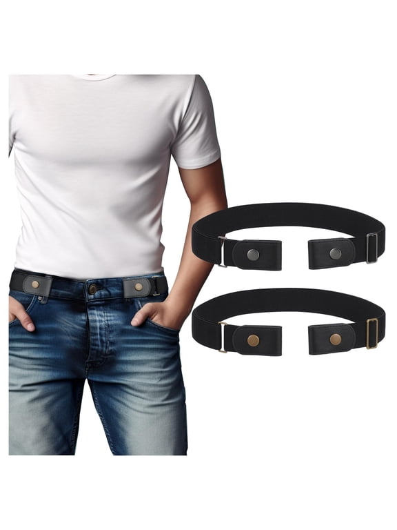 No Buckle Belts for Men Women,Nylon Elastic Belts Invisible Buckleless Belt 2 pack