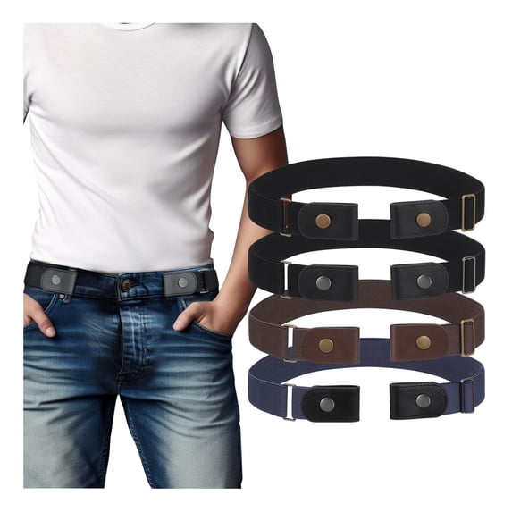 SUOSDEY No Buckle Belts for Men Women,Nylon Elastic Belts Invisible Buckleless Belt 4 pack