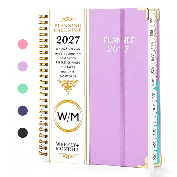 SUOSDEY Planner 2027,Weekly Monthly Planner Calendar Notebook with Tabs(Jan-Dec.2027,6.3"x8.5")