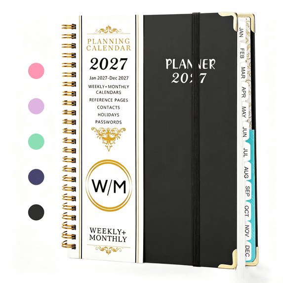 SUOSDEY Planner 2027,Weekly Monthly Planner Calendar Notebook with Tabs(Jan-Dec.2027,6.3"x8.5")