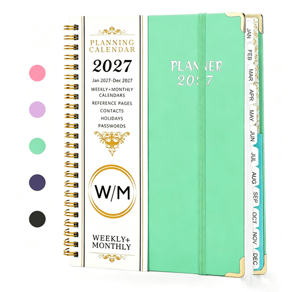SUOSDEY Planner 2027,Weekly Monthly Planner Calendar Notebook with Tabs(Jan-Dec.2027,6.3"x8.5")