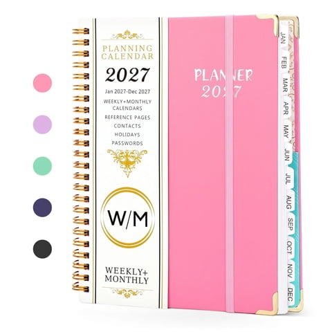 SUOSDEY Planner 2027,Weekly Monthly Planner Calendar Notebook with Tabs(Jan-Dec.2027,6.3"x8.5")