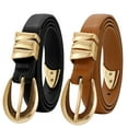 thumbnail image 1 of SUOSDEY Plus Size Ladies Leather Belt Women's Skinny Belts for Jeans Dress with Gold Buckle and Metal Loops, 1 of 7