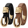 thumbnail image 1 of SUOSDEY Plus Size Ladies Leather Belt Women's Skinny Belts for Jeans Dress with Gold Buckle and Metal Loops, 1 of 7