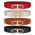thumbnail image 1 of SUOSDEY Set of 4 Elastic Belts for Women Skinny Fashion Belt for Dress with Gold Buckle, 1 of 6
