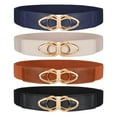 thumbnail image 1 of SUOSDEY Set of 4 Elastic Belts for Women Skinny Fashion Belt for Dress with Gold Buckle, 1 of 7