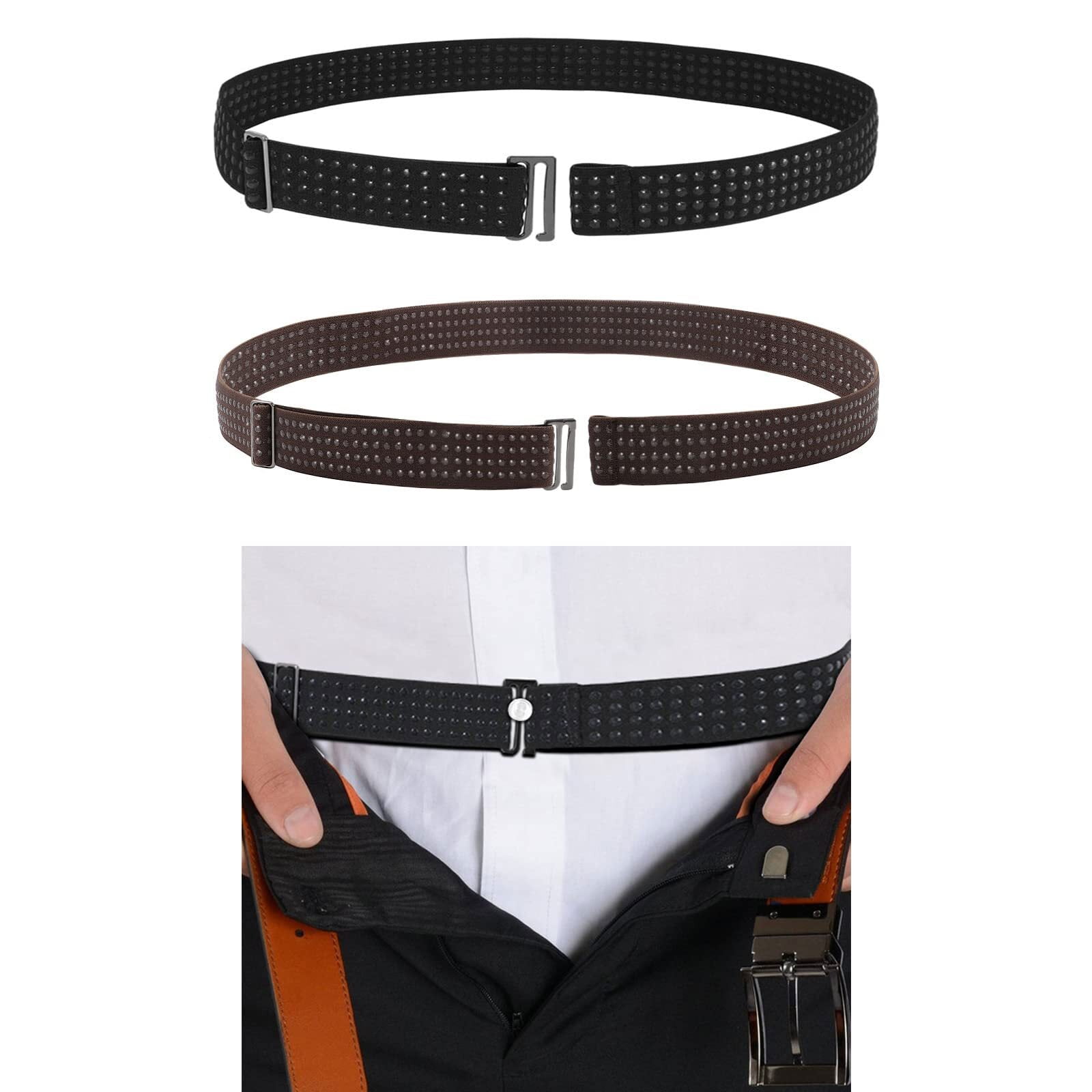 2pcs Shirt Stay Belt Shirt Stays Plus Wrinkle Resistant Non Elastic  Adjustable for Women Men (Black) 
