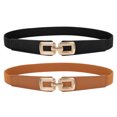 thumbnail image 1 of SUOSDEY Skinny Elastic Belts for Women Thin Stretch Belt Dress Belt 2 Pack,Black+Brown, 1 of 7