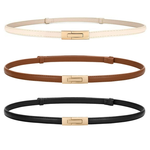 SUOSDEY Skinny Women Belt Thin Women Belt Ladies Dresses Belt with Alloy Turn Lock