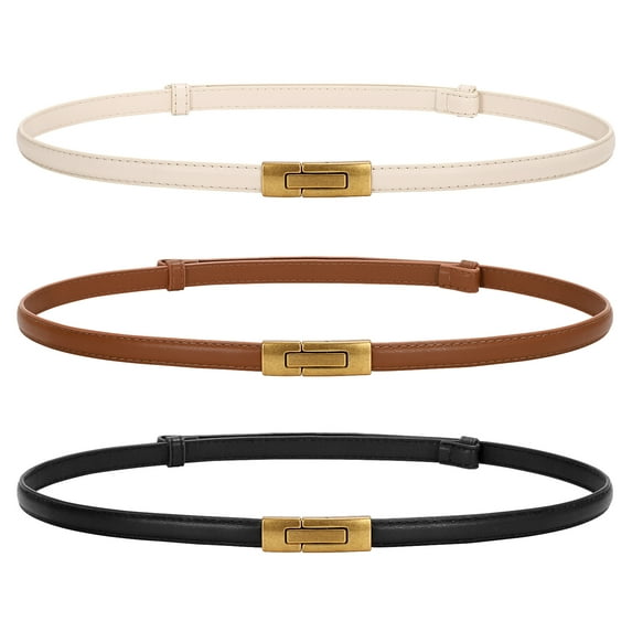 SUOSDEY Skinny Women Belt Thin Women Belt Ladies Dresses Belt with Alloy Turn Lock