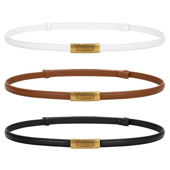 SUOSDEY Skinny Women Belt Thin Women Belt Ladies Dresses Belt with Alloy Turn Lock