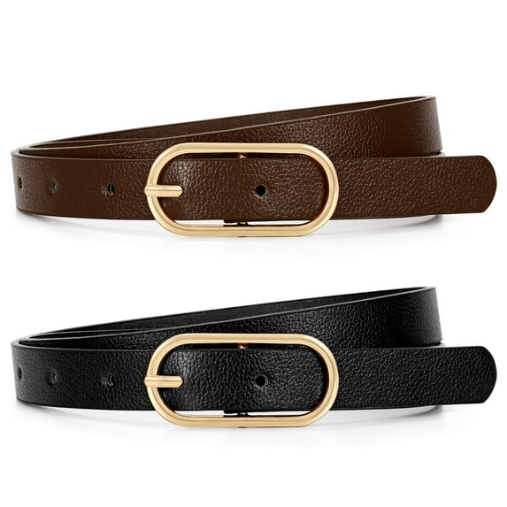 SUOSDEY Skinny Women Leather Belts Thin Casual Ladies Waist Belts for Jeans Dresses Pants