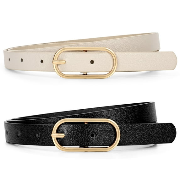 SUOSDEY Skinny Women Leather Belts Thin Casual Ladies Waist Belts for Jeans Dresses Pants