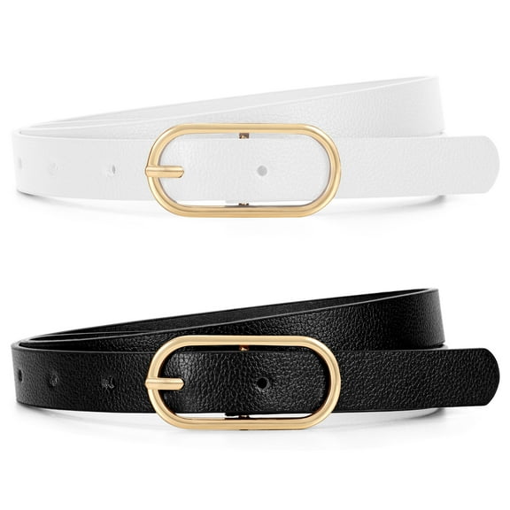 SUOSDEY Skinny Women Leather Belts Thin Casual Ladies Waist Belts for Jeans Dresses Pants