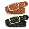 thumbnail image 1 of SUOSDEY Skinny Women's Braided Leather Belts 2pack Thin Woven Belt for Jeans Pants Dresses, 1 of 6