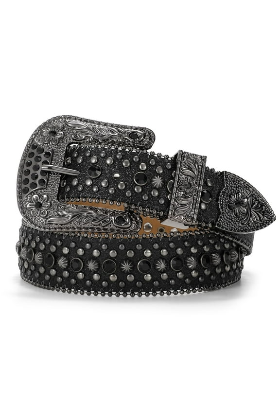 Sparkly Rhinestone Belt for Women Men Western Cowboy Cowgirl Bling Diamond Leather Belt for Jeans Gifts