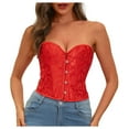 thumbnail image 1 of SUOSDEY Strapless Corset Top for Women Lace Up Bustier Shapewear Lingerie Costume, 1 of 7
