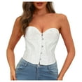 thumbnail image 1 of SUOSDEY Strapless Corset Top for Women Lace Up Bustier Shapewear Lingerie Costume, 1 of 7