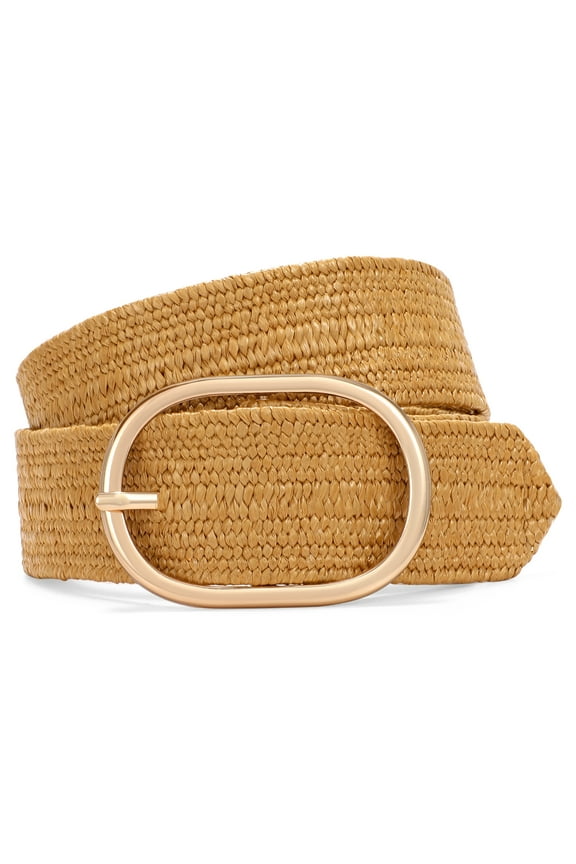Straw Women's Braided Stretch Belts Boho Style Skinny Waist Belt for Jeans Dresses