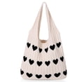 thumbnail image 1 of SUOSDEY Summer Beach Tote Bag for Women with Heart Knit,Hollow Crochet Shoulder Bag Aesthetic Boho Hobo Bag, 1 of 7