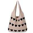 thumbnail image 1 of SUOSDEY Summer Beach Tote Bag for Women with Heart Knit,Hollow Crochet Shoulder Bag Aesthetic Boho Hobo Bag, 1 of 7