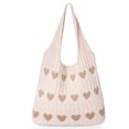 thumbnail image 1 of SUOSDEY Summer Beach Tote Bag with Heart Knit,Hollow Crochet Shoulder Bag Aesthetic Boho Hobo Bag, 1 of 7