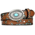 thumbnail image 1 of SUOSDEY Turquoise Buckle Western Leather Belt for Women Men Cowgirl Cowboy Concho Leather Belt, 1 of 6