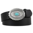 thumbnail image 1 of SUOSDEY Turquoise Buckle Western Leather Belt for Women Men Cowgirl Cowboy Concho Leather Belt, 1 of 6
